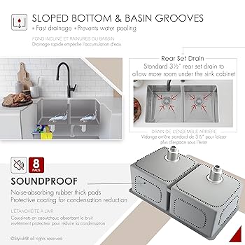 Stylish Undermount Kitchen Sink 32 x 18 Inch Double Bowl